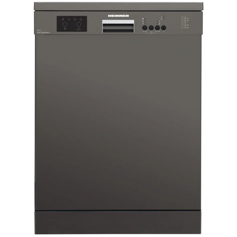 Masina de spalat vase Heinner HDW-FS6006DGE++, 12 seturi,  6 programe,  Control electronic,  59.8 cm,  Gri, A++