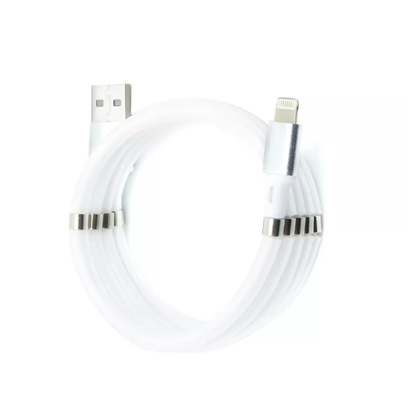 Кабель HELMET CABLE USB TO LIGHTNING WITH MAGNETIC ORGANIZER 1M,  WHITE