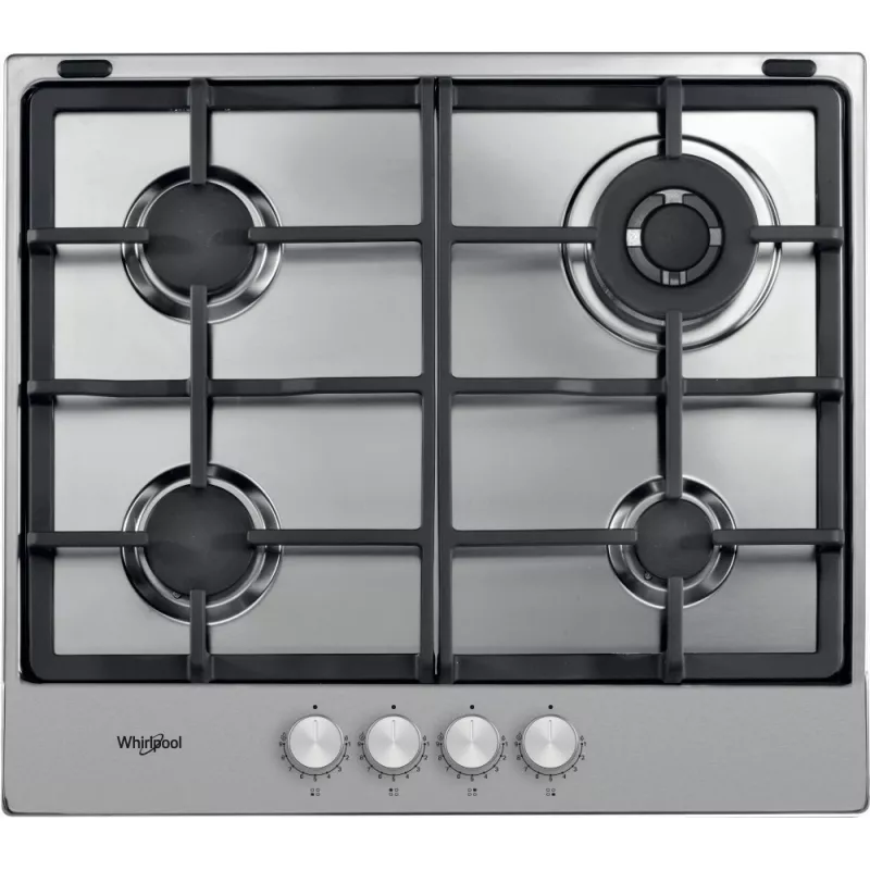 Plita incorporabila cu gaz Whirlpool TGML 661 IX, 4 arzatoare,  Arzator Wok,  Inox,  Aprindere electrica