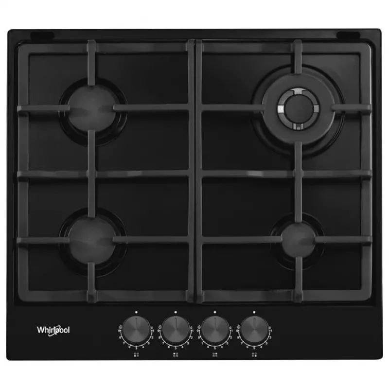 Plita incorporabila cu gaz Whirlpool TGML 661 NB, 4 arzatoare,  Arzator Wok,  Email,  Aprindere electrica,  Negru