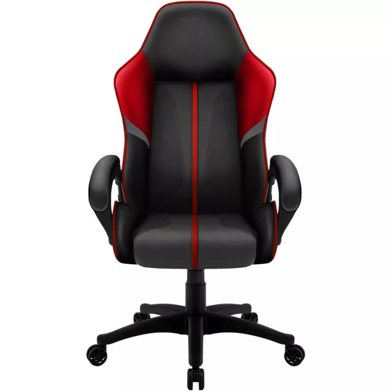 Fotoliu Gaming ThunderX3 BC1 BOSS Fire Grey Red, Metal,  Piele eco,  Gazlift,  150 kg,  165-180 cm,  Gri,  Rosu