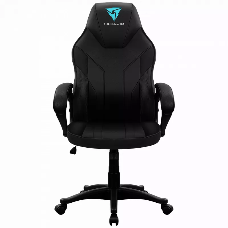 Fotoliu Gaming ThunderX3 EC1 Black/Black, Metal,  Piele eco,  Gazlift,  150 kg,  165-180 cm,  Negru
