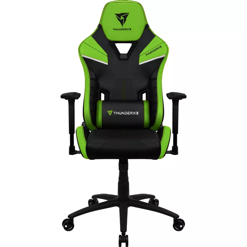 Fotoliu Gaming ThunderX3 TC5 BLACK/NEON GREEN, Metal,  Piele artificiala,  Gazlift,  150 kg,  170-190 cm,  Negru,  Verde