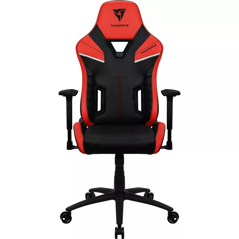 Fotoliu Gaming ThunderX3 TC5 Black/Ember Red, Metal,  Piele artificiala,  Gazlift,  150 kg,  170-190 cm,  Negru,  Rosu