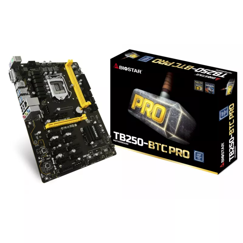 Материнская плата BIOSTAR TB250-BTC-PRO, LGA 1151, B250 2xDDR4 DVI 1xPCIe16 11xPCIe X1 6xSATA ATX