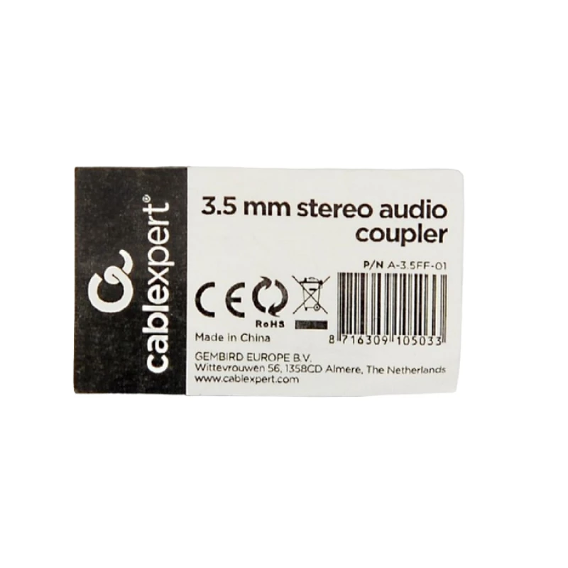 Cablu audio Cablexpert A-3.5FF-01, Audio adapter 3-pin*3.5 mm socket to 3-pin*3.5 mm socket