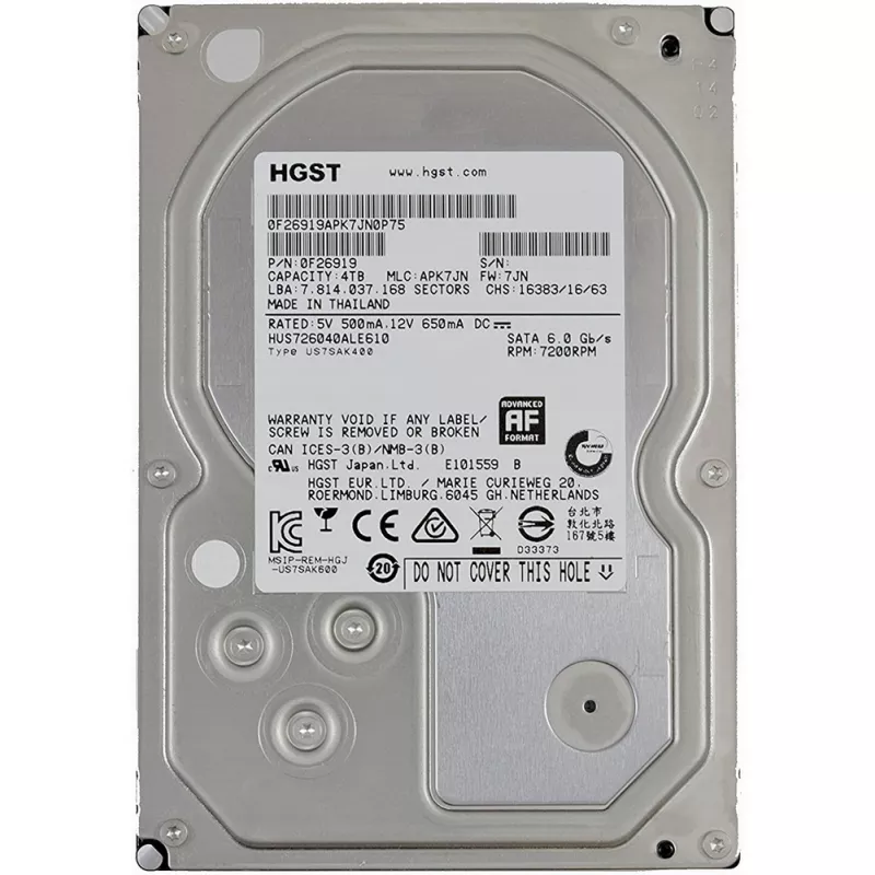 HDD HITACHI Ultrastar 7K6000 (HUS726040ALA610), 3.5 4.0TB, 128MB 7200rpm Factory Refubrished