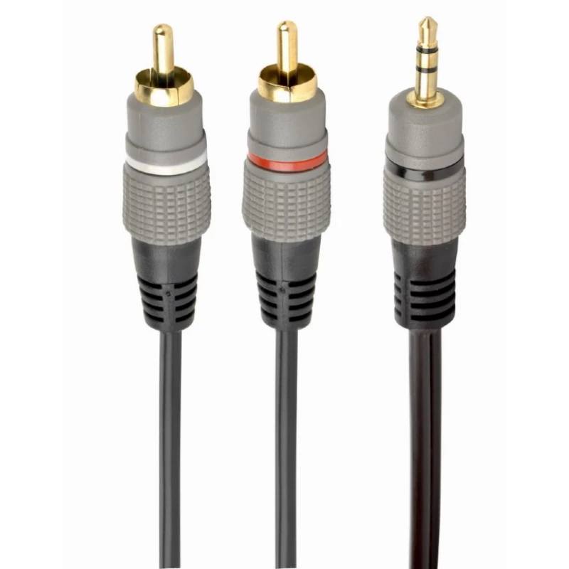 Cablu audio Cablexpert CCA-352-1.5M, 3.5 mm stereo plug to 2*RCA plugs 1.5m cable,  gold-plated connectors,  1.5m