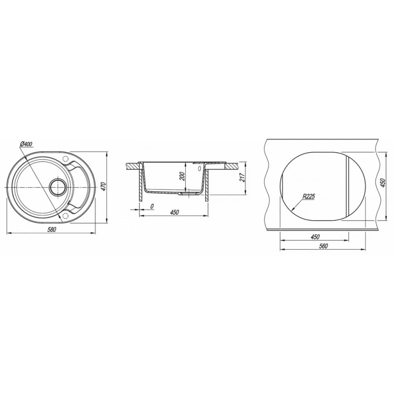 Chiuveta Dr.Gans Berta, Granit compozit, Alb, 580 х 470 х 217