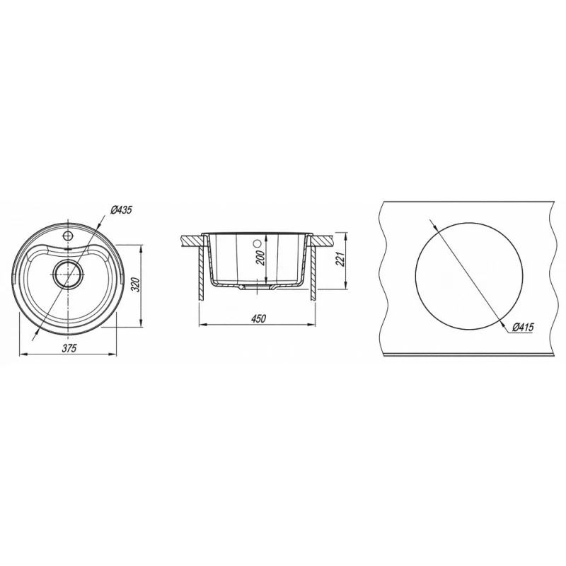Chiuveta Dr.Gans DORA ALBA, Granit compozit, 43.5 х 43.5