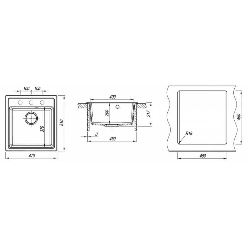 Chiuveta Dr.Gans Nica 470, Granit compozit, Gri, 47 x 51