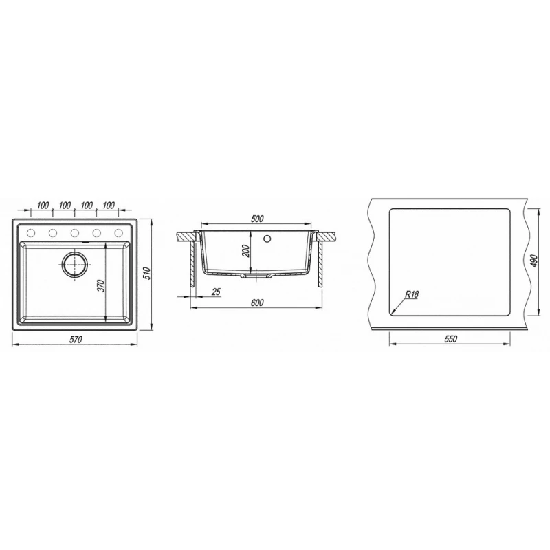 Chiuveta Dr.Gans NICA 570, Granit compozit, Alb, 57 x 51