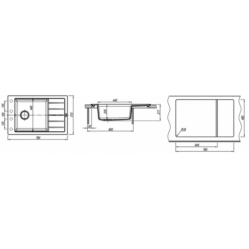 Chiuveta Florentina VOR56691 LIPSI 780P , Quartz, Sampanie, 78 x 51