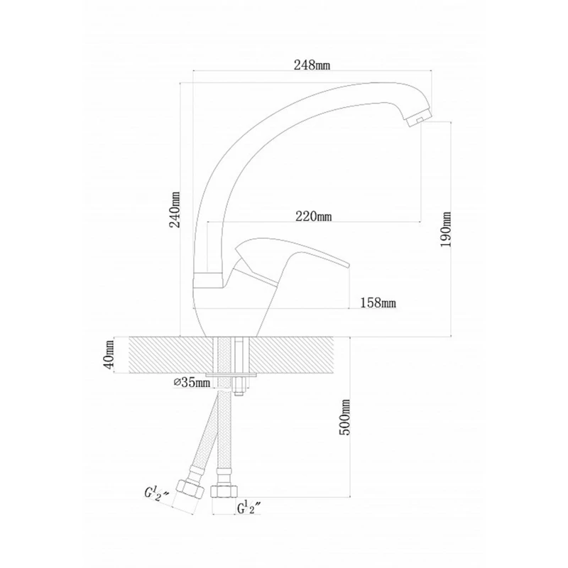 Baterie pentru chiuveta Dr.Gans RONDO, Negru