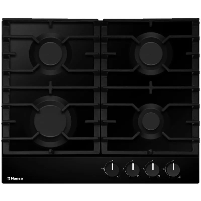 Plita incorporabila cu gaz HANSA BHGS630301, 4 arzatoare,  Aprindere electrica,  Email,  Negru