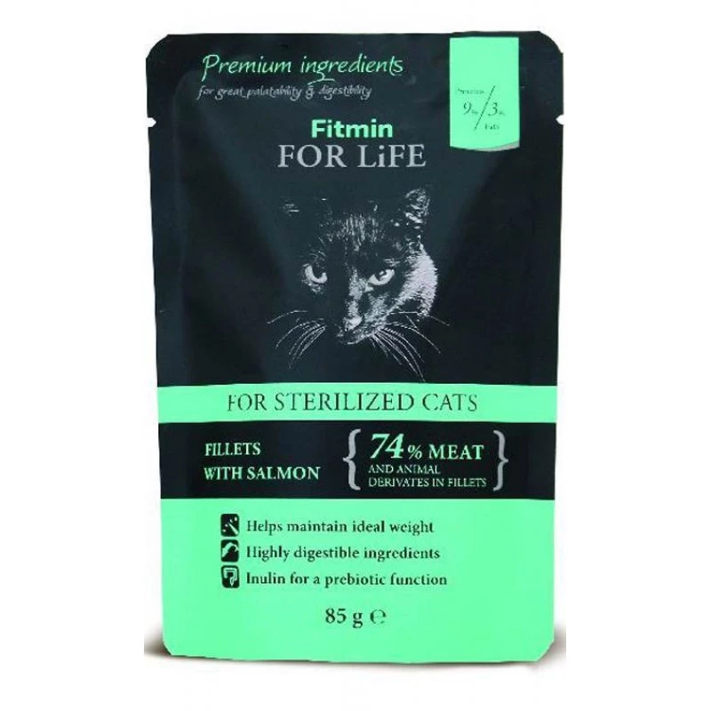 Hrana umeda Fitmin CAT FOR LIFE POUCH STERILIZED SALMON, 85 g