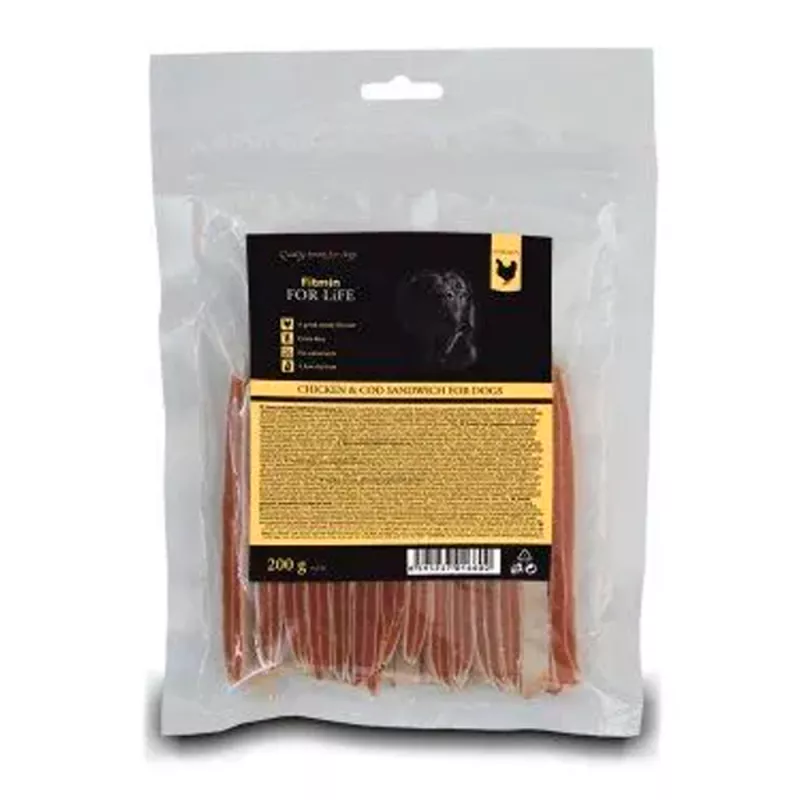 Snackuri pentru câini Fitmin FOR LIFE TREAT FOR DOGS CHICKEN&COD STICK, 200 g