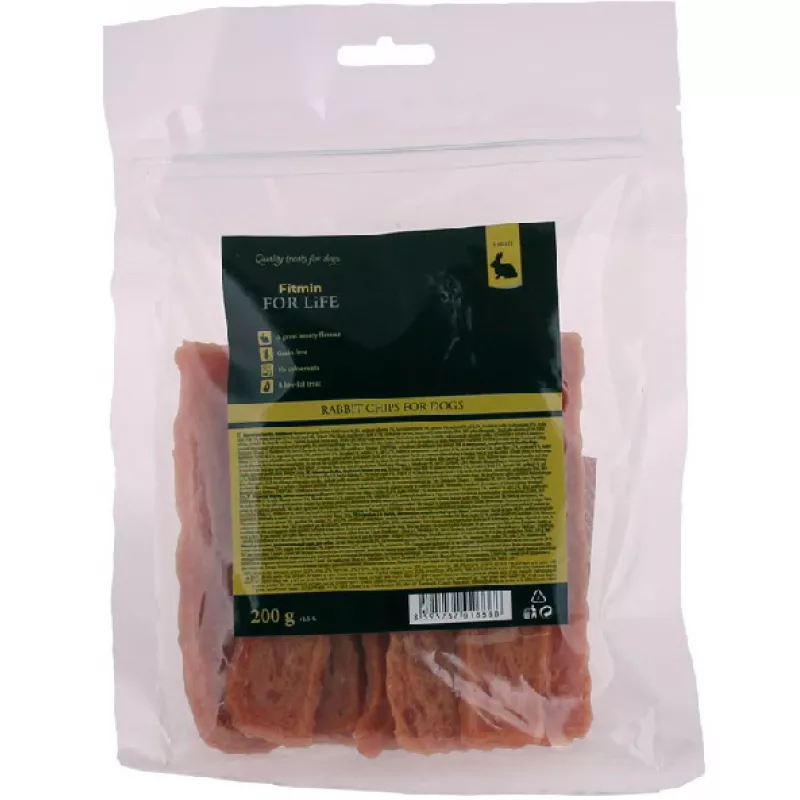 Snackuri pentru câini Fitmin FOR LIFE DOG TREAT RABBIT CHIPS, 200 g