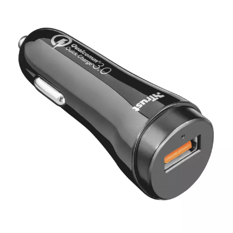 Aвтомобильное зарядное устройство TRUST ULTRA-FAST (18W) USB CAR CHARGER WITH QC3.0 AND AUTO-DETECT, Output: QC3.0 mode with 5V,  3A – 9V,  2A – 12V,  1.5A and auto-detect mode with 5V,  2.4A
