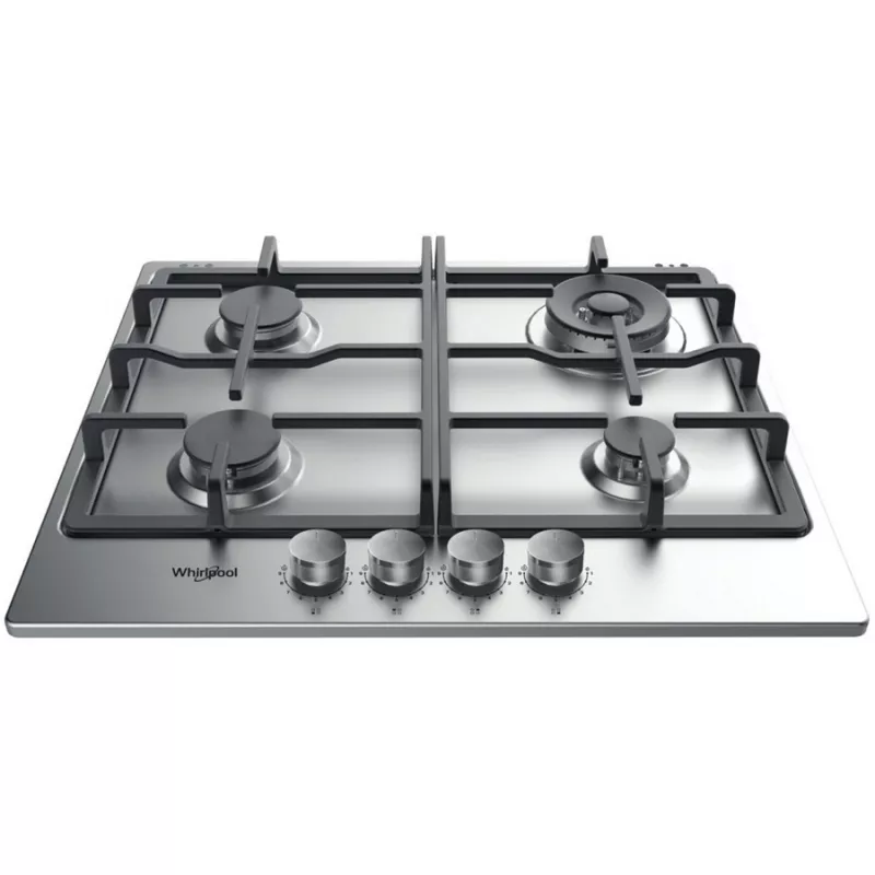 Plita incorporabila cu gaz WHIRLPOOL TKRL661IX, 4 arzatoare, Arzator Wok,  Aprindere electrica, Inox