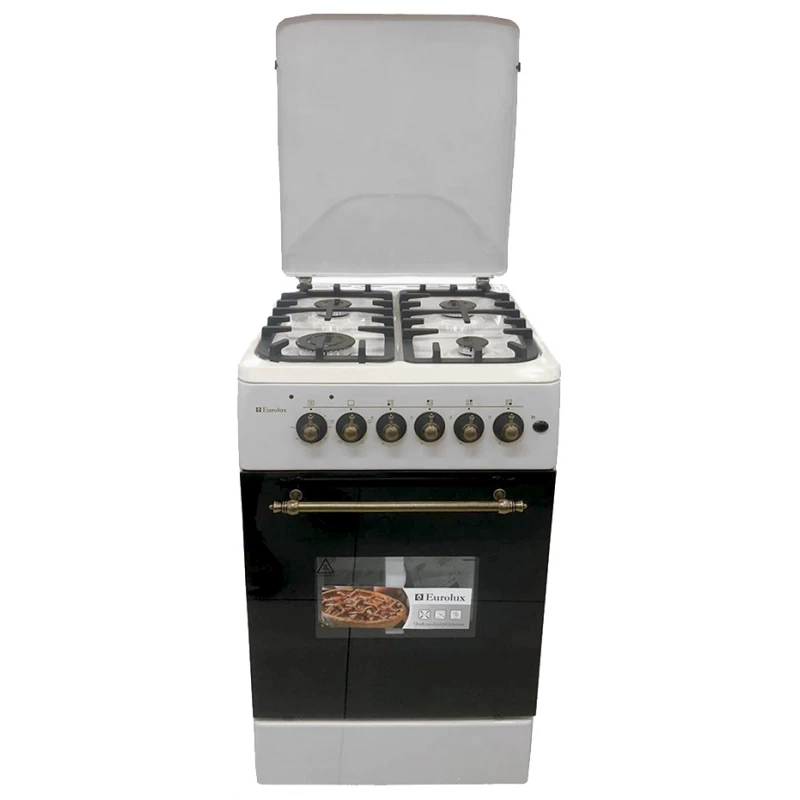 Aragaz combinat Eurolux ТЕ5640IFCX, 60 l,  4 arzatoare,  Aprindere electrica,  Grill,  50 cm, Inox, Negru