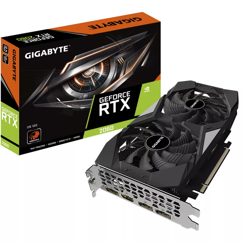 Placa video GIGABYTE GV-N2060D6-12GD, GeForce RTX 2060, 12GB GDDR6 192bit HDMI DP