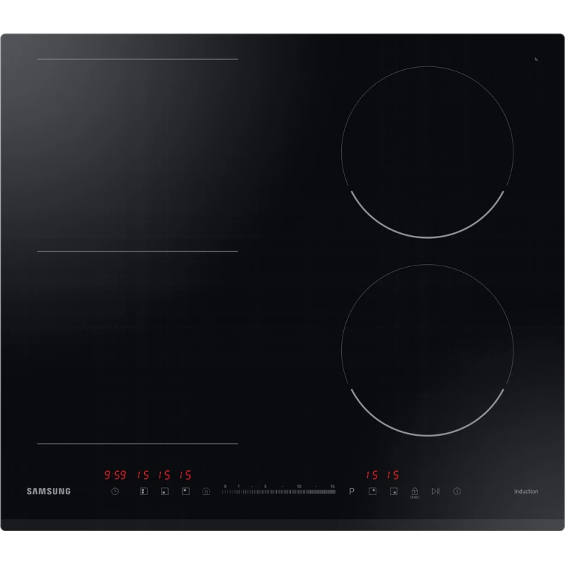 Plita incorporabila cu inductie Samsung NZ64R3747BK/WT, 4 arzatoare, Vitroceramica, Control sensor, Negru