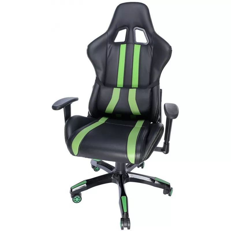Fotoliu Gaming SPACER SPCH-TRINITY-GRN BLACK-GREEN, Metal,  Piele eco,  Gazlift,  120 kg