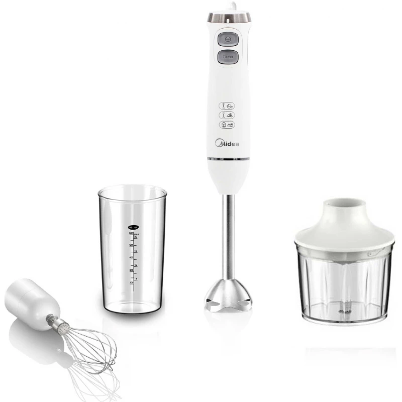 Blender MIDEA BH6001SW, 1000 W, 0.5 l, 0.6 l, 2 trepte de viteze, Functie turbo, Alb