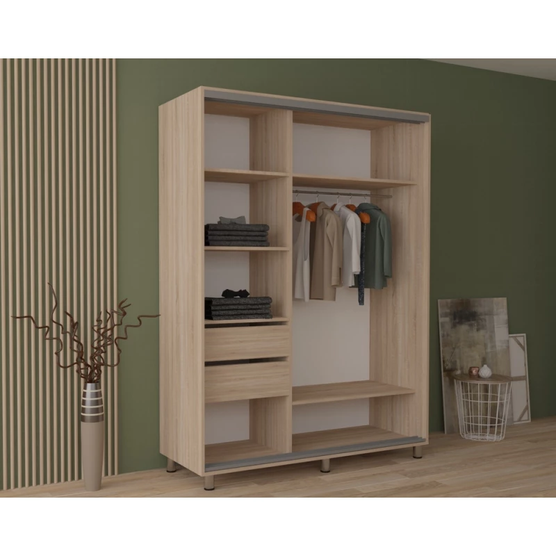 Dulap cu usi glisante MOBILDOR ARON 1700/600/2200, Stejar Sonoma