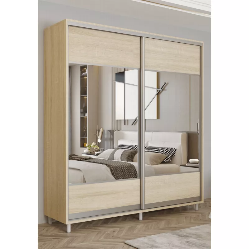 Dulap cu usi glisante MOBILDOR ARON K1 1500/600/2200, Stejar Sonoma