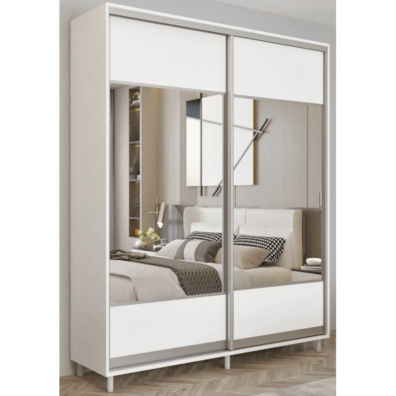 Dulap cu usi glisante MOBILDOR ARON K1 1000/600/2200, Alb briliant