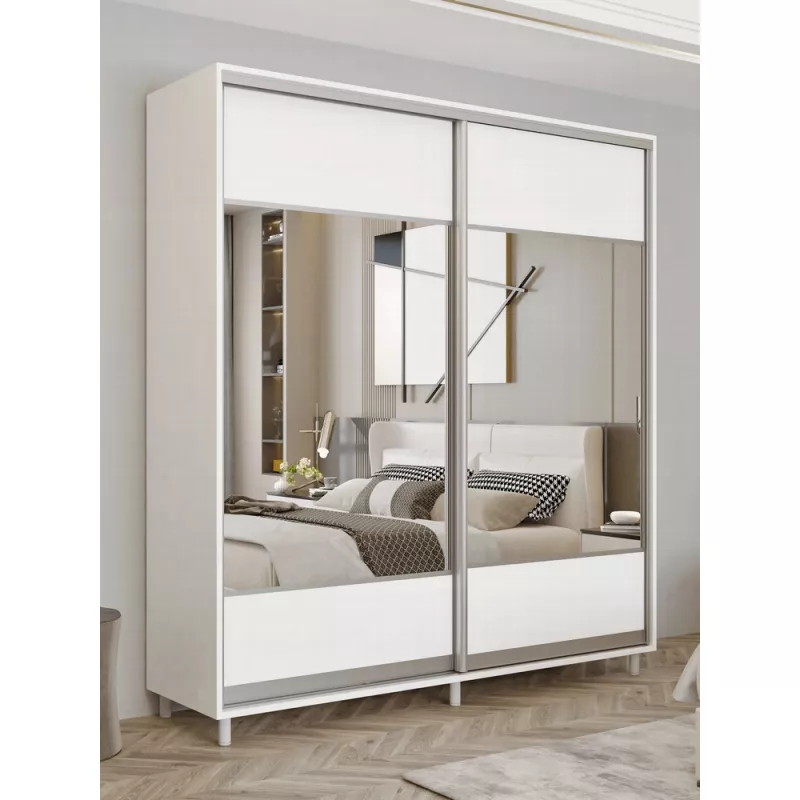 Dulap cu usi glisante MOBILDOR ARON K1 1500/600/2200, Alb briliant