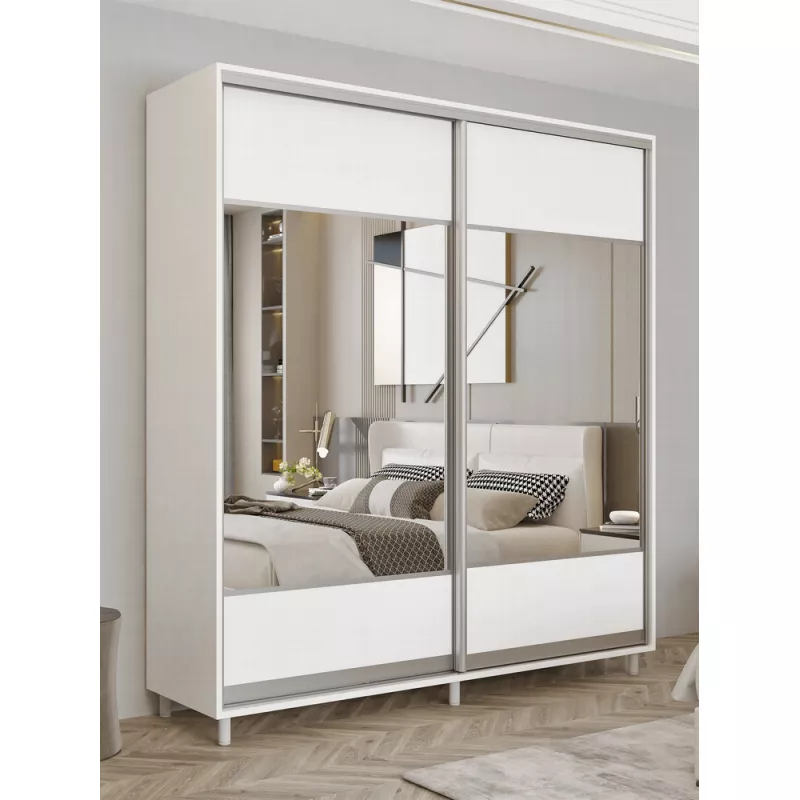 Dulap cu usi glisante MOBILDOR ARON K1 1700/600/2200, Alb briliant