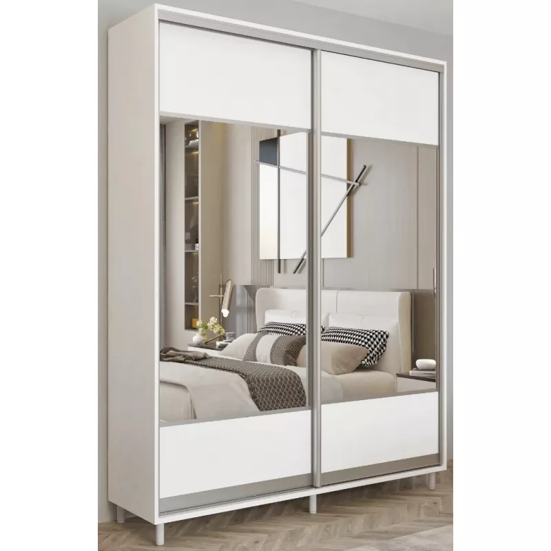 Dulap cu usi glisante MOBILDOR ARON S - K1 1600/600/2200, Alb briliant