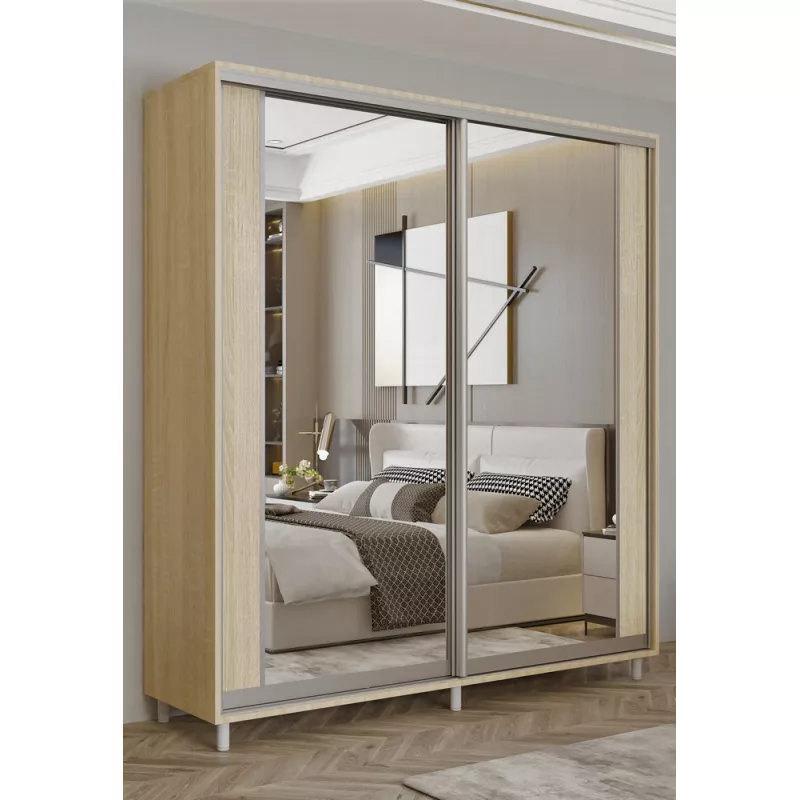 Dulap cu usi glisante MOBILDOR ARON S - K2 1800/600/2200, Stejar Sonoma