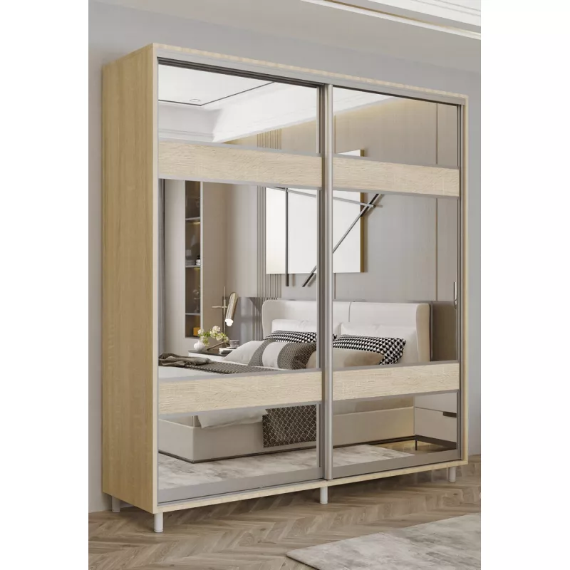 Dulap cu usi glisante MOBILDOR ARON S - K3 1000/600/2200, Stejar Sonoma