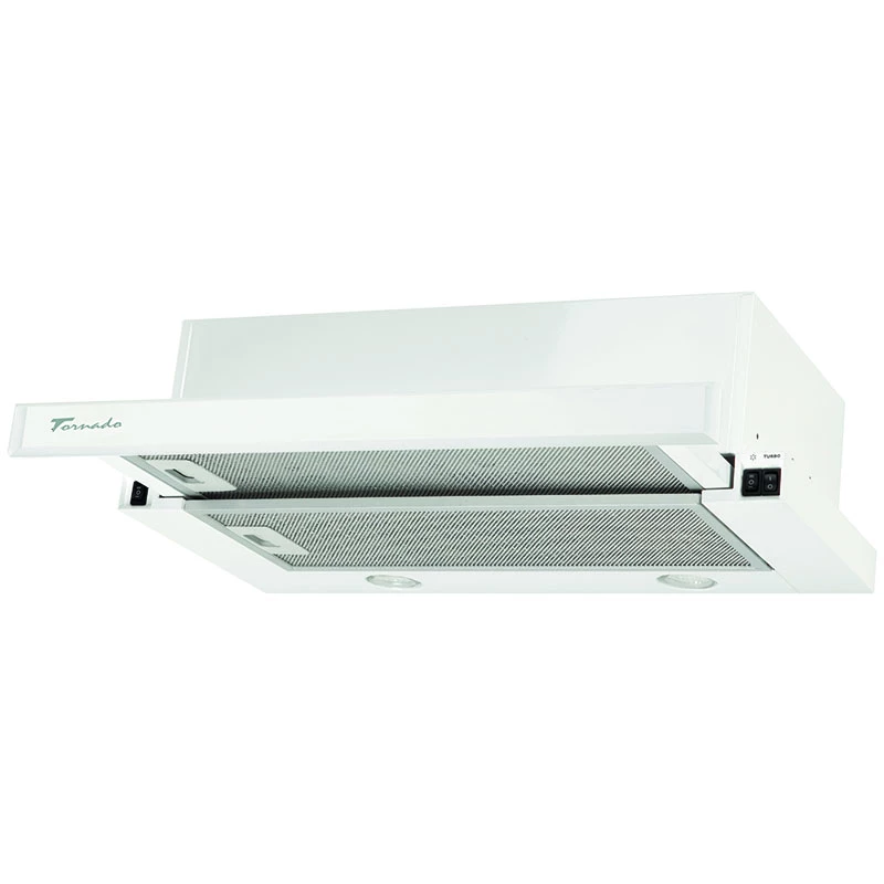 Hota TORNADO SONDO H 700(60) FG WH LED, 700 m3/h, 1 motor, 60 cm, Filtru din aluminiu absorbant de grasimi, Alb