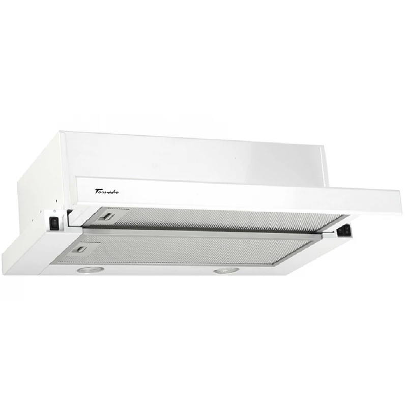 Hota TORNADO STORM 700(60) WH LED, 700 m³/h, 1 motor, 60 cm, Filtru din aluminiu absorbant de grasimi, Alb