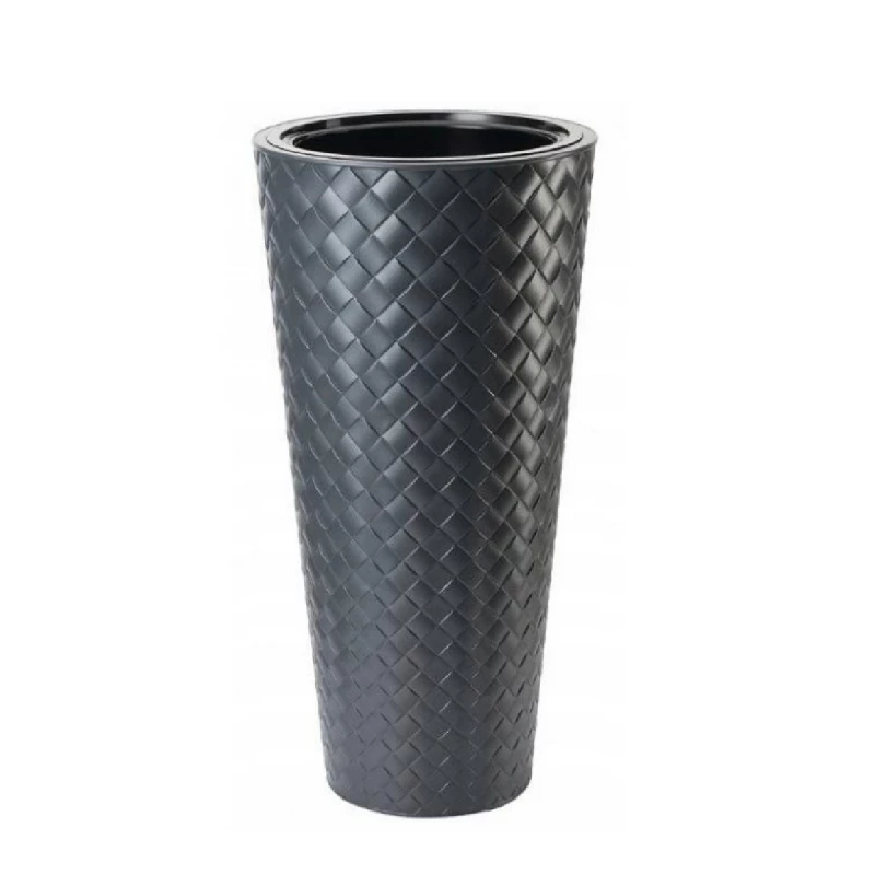 Ghiveci pentru flori Form Plastic MAKATA SLIM D30 CM, H58,8 CM, V25 L, V5,5 L, ANTRACIT