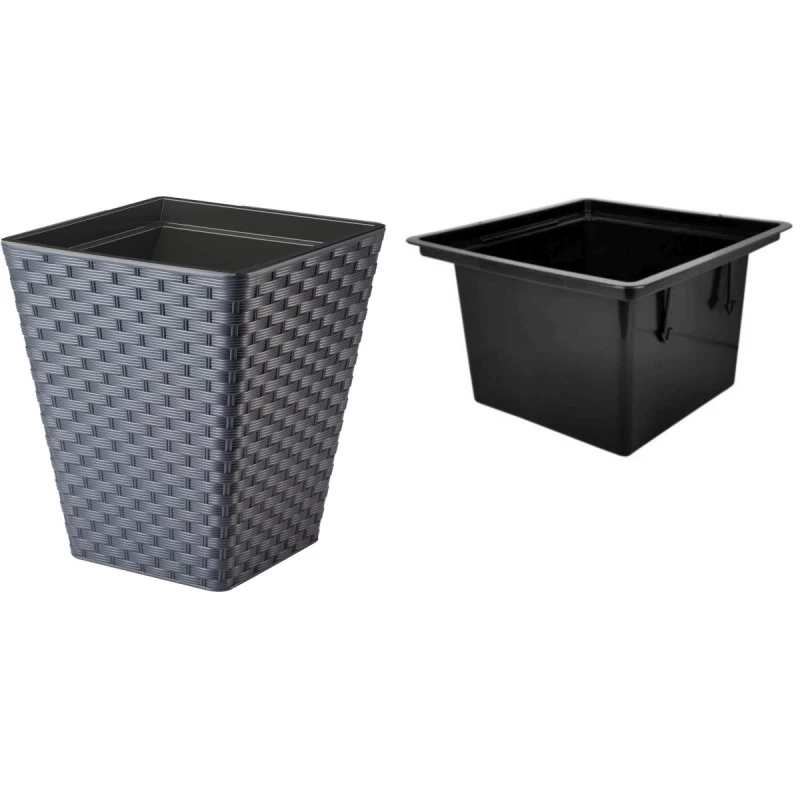 Ghiveci pentru flori RATTANA L39 CM, L39 CM, H44 CM, V41 L,V15,96 L, ANTRACIT