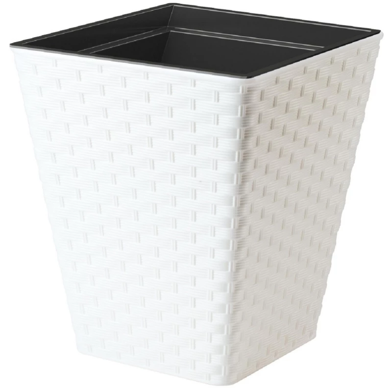 Ghiveci pentru flori Form Plastic RATTANA L39 CM, L 39 CM, H44 CM, V41 L, V15.96 L, ALB