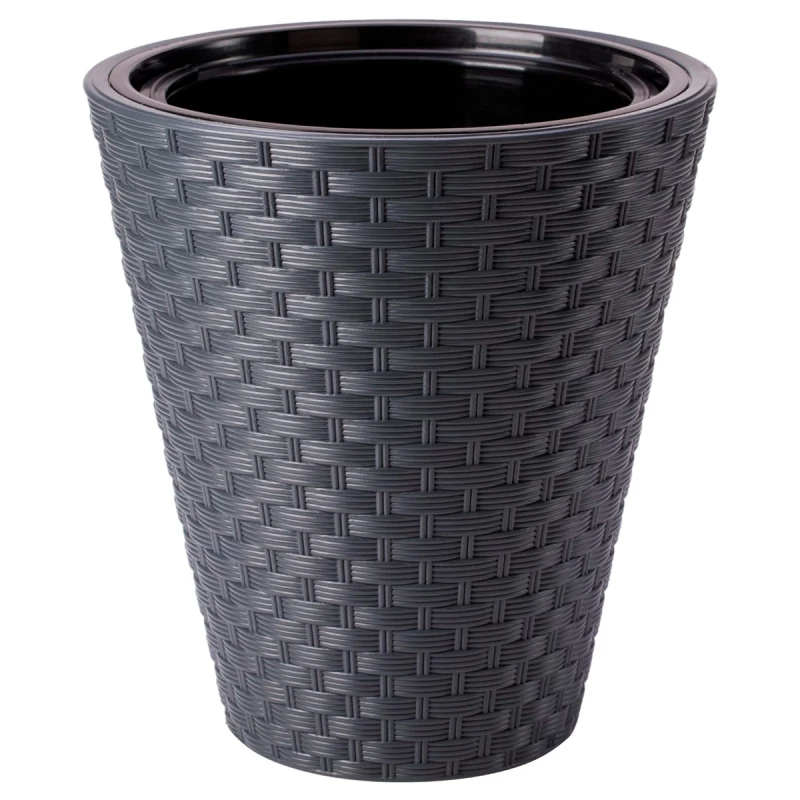 Ghiveci pentru flori Form Plastic RATTANA D30 CM, H32,5 CM, V14,1 L, V5,5 L, ANTRACIT