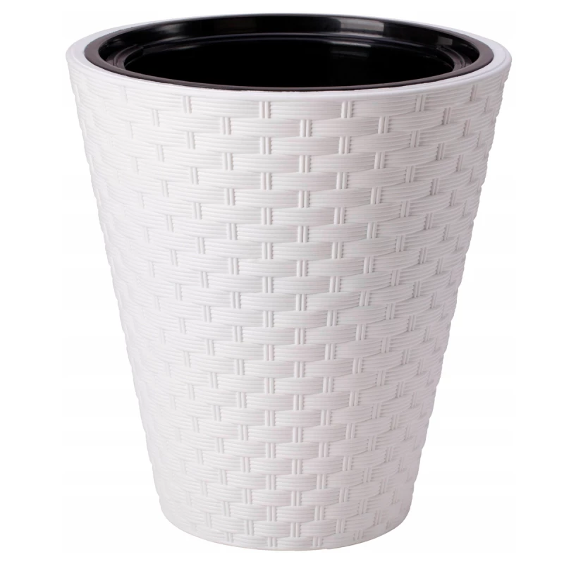 Ghiveci pentru flori Form Plastic RATTANA D39,5 CM, H44 CM,V32 L, V13,7 L, ALB