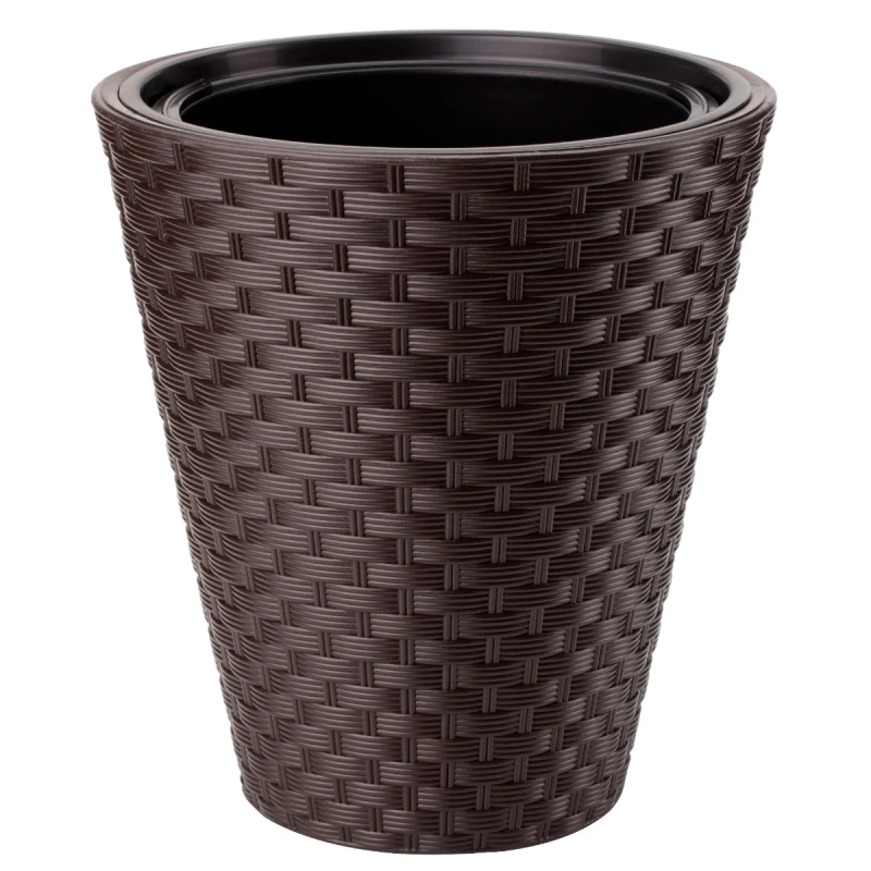 Ghiveci pentru flori Form Plastic RATTANA D39,5 CM,H44 CM, V32 L, V13,7 L, CAFENIU-INCHIS