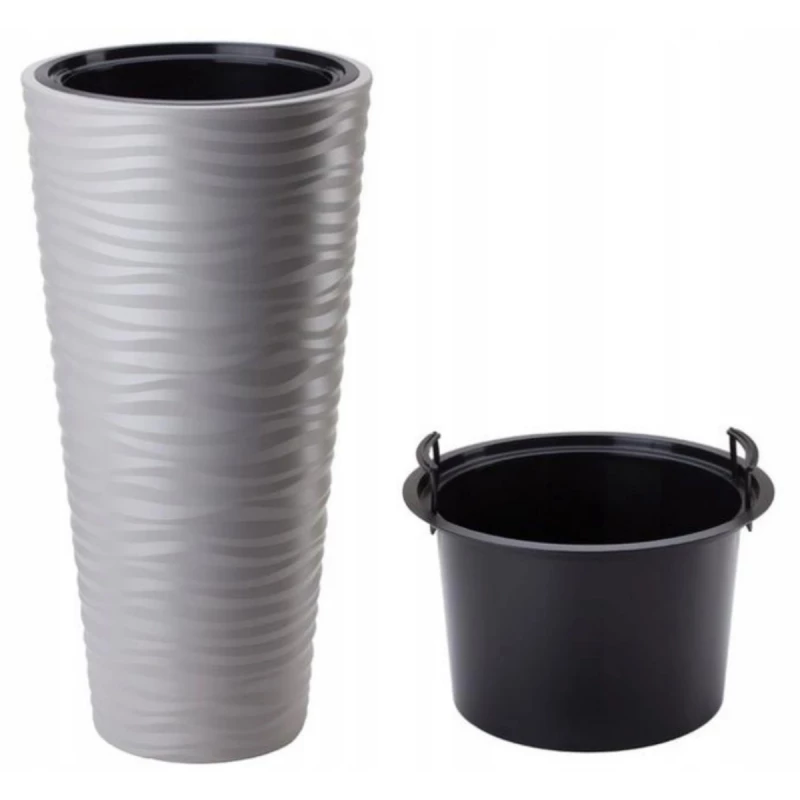 Ghiveci pentru flori SAHARA DUNES SLIM D29,5 CM, H56,5 CM, V25 L,V5,5 L, PLATINUM