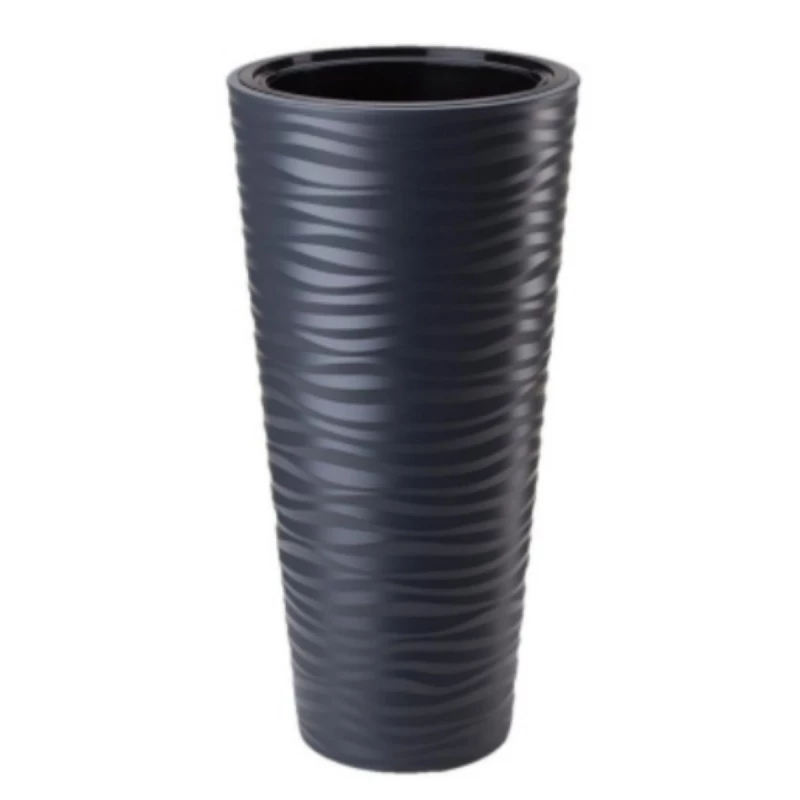 Ghiveci pentru flori SAHARA DUNES SLIM D39,5 CM, H79 CM, V63 L, V13,7 L, ANTRACIT