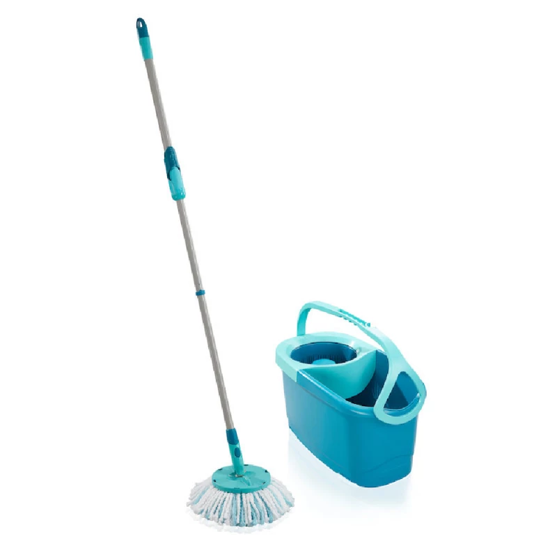 Set mop, galeata LeifHeit CLEAN TWIST SYSTEM MOP ERGO, 109 - 140 cm, Albastru