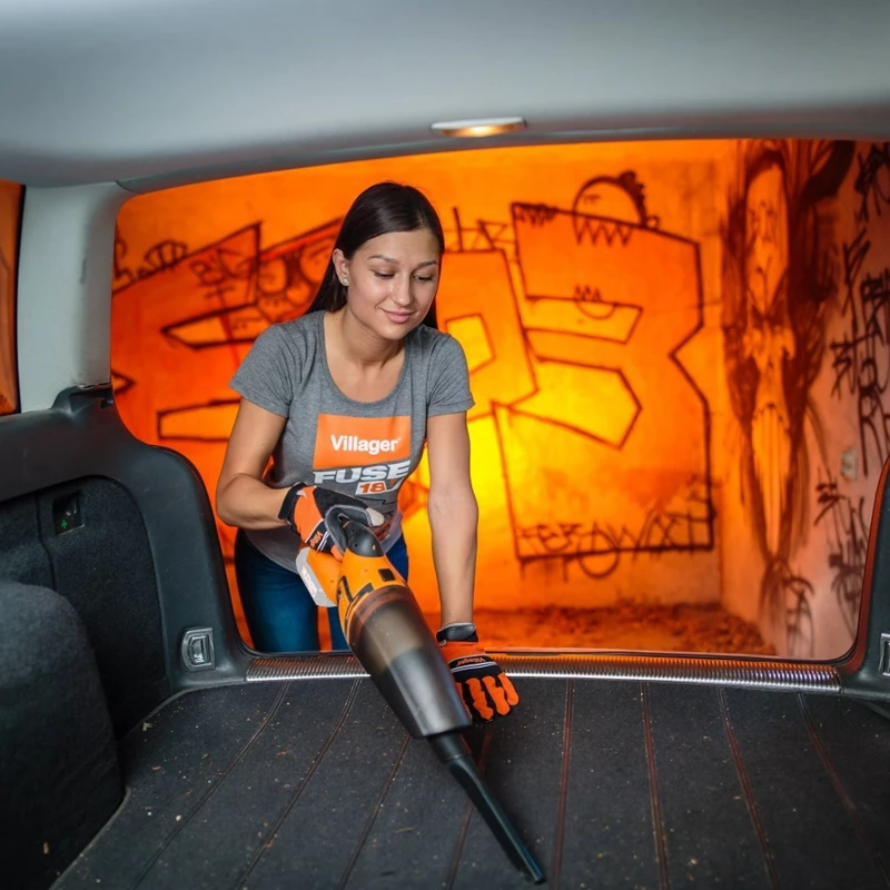 Aspirator cu acumulator Villager FUSE VVC 6020 (fara acumulator), Li-Ion, 18 V, 1.8 kPa, 0.6 l, Oranj, Negru