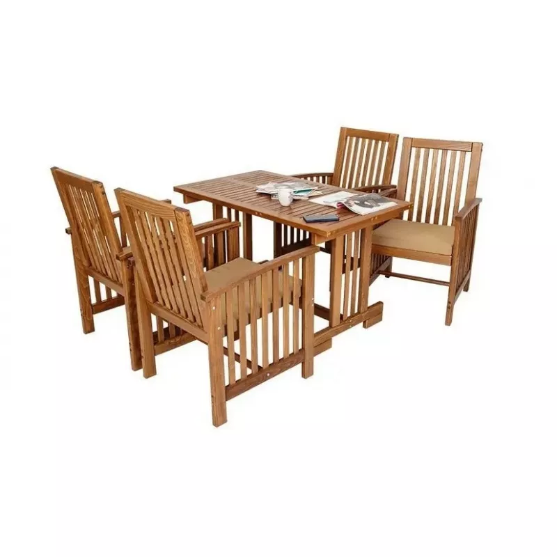 Set mobila de gradina Villager BORNEO, Lemn masiv de fag, Maro